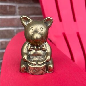 Wal-mart vintage Solid Brass Bear Shelf sitter small teddy Drum Nursery Baby